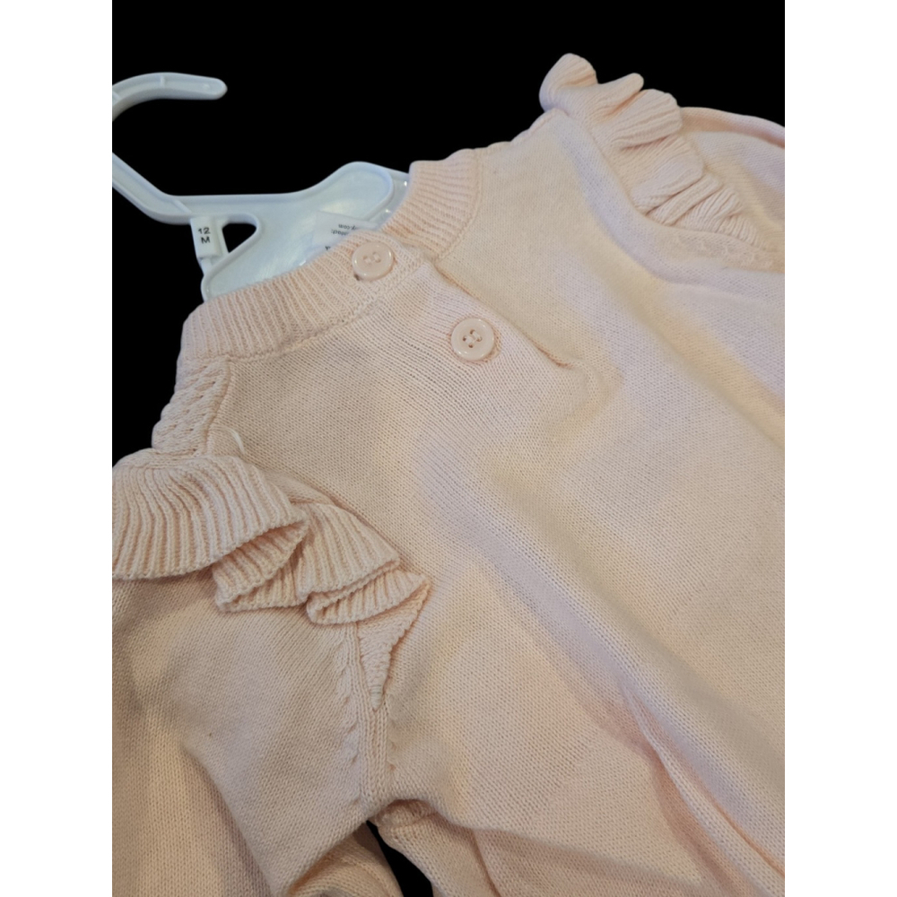 Laura Ashley Baby 2 Piece Light Pink Sweater And White Leggings Set 12 Mo. (D47) - Picture 4 of 9